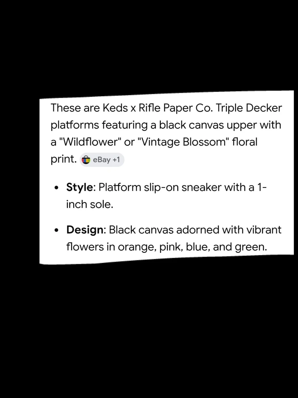 Keds X Rifle Paper Co Black Floral Slip-On Sneakers w/ Vintage Floral Pattern